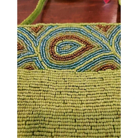 About Color‎ beaded purse. Mint condition Shoulder strap Small Green - Picture 3 of 7